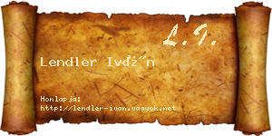 Lendler Iván névjegykártya